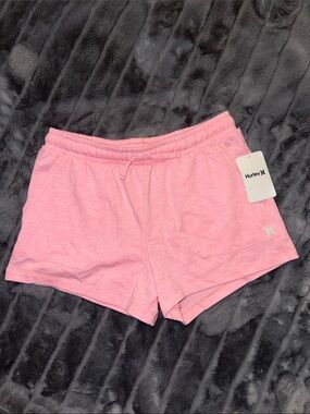 Hurley Light Pink Elastic-Waist Knit Shorts